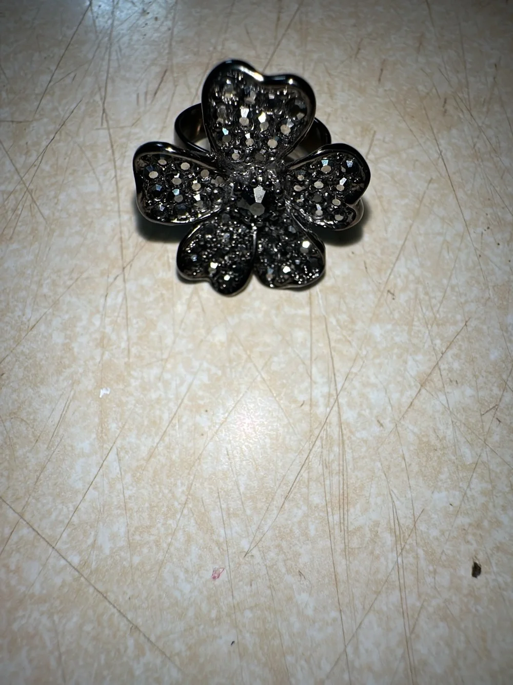 Sparkling Chocolate Flower Glittery Ring  with crystals .Women's Fashion Jewelry